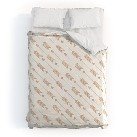 Avenie Boho Diagonal Arrows Neutral Duvet Cover