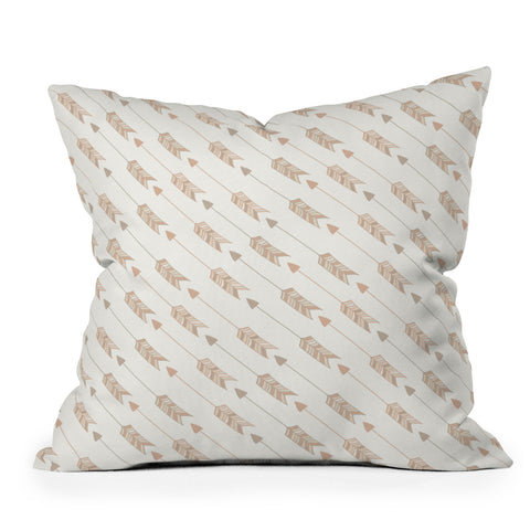 Avenie Boho Diagonal Arrows Neutral Outdoor Throw Pillow