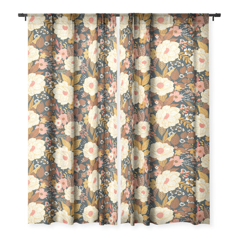 Avenie Boho Floral Autumn Sheer Non Repeat