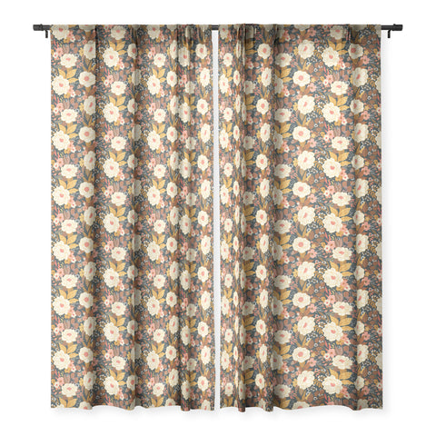 Avenie Boho Floral Autumn Sheer Window Curtain