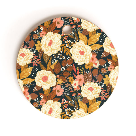 Avenie Boho Floral Autumn Cutting Board Round