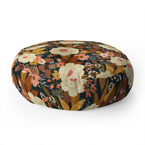 Avenie Boho Floral Autumn Floor Pillow Round