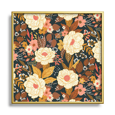 Avenie Boho Floral Autumn Square Metal Framed Art Print