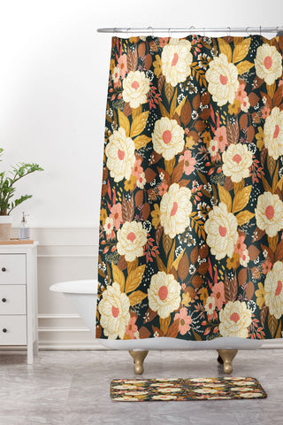 Avenie Boho Floral Autumn Shower Curtain And Mat