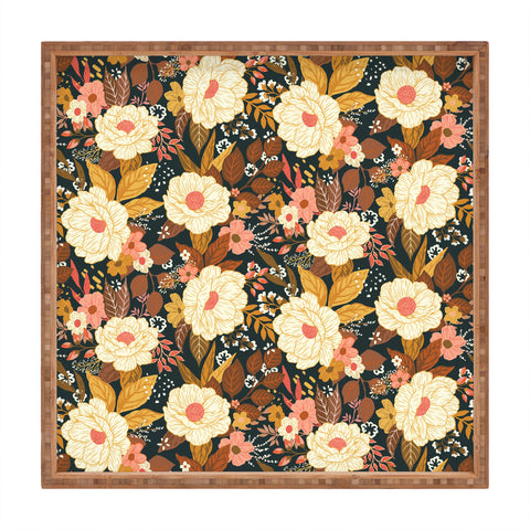 Avenie Boho Floral Autumn Square Tray