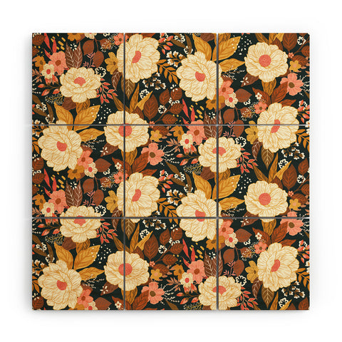 Avenie Boho Floral Autumn Wood Wall Mural
