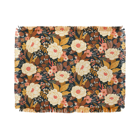 Avenie Boho Floral Autumn Throw Blanket