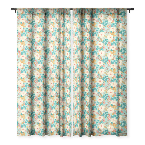 Avenie Boho Floral Summer Sheer Window Curtain