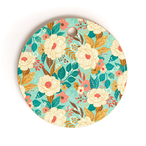 Avenie Boho Floral Summer Cutting Board Round