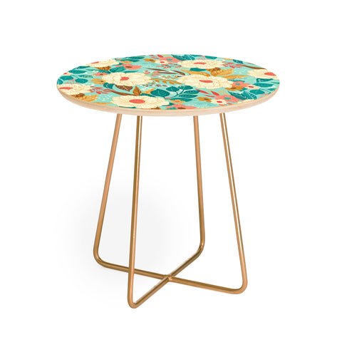 Avenie Boho Floral Summer Round Side Table