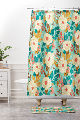 Avenie Boho Floral Summer Shower Curtain And Mat