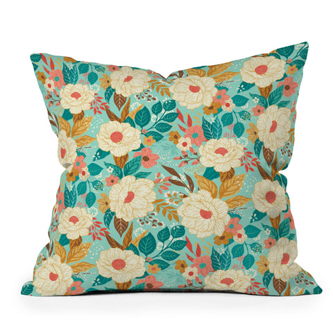 Avenie Boho Floral Summer Outdoor Throw Pillow