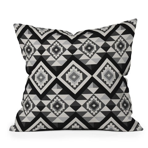 Avenie Boho Gem Black Outdoor Throw Pillow