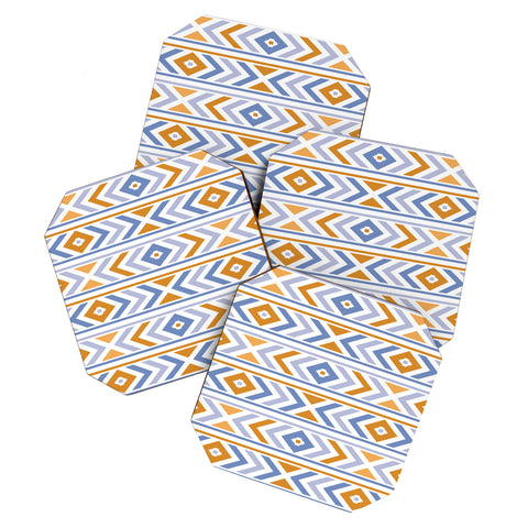 Avenie Boho Horizon Blue and Orange Coaster Set