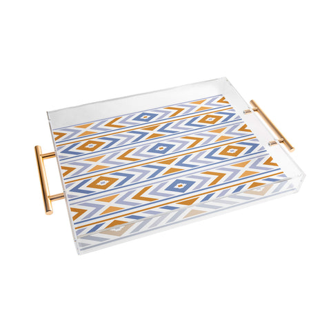 Avenie Boho Horizon Blue and Orange Acrylic Tray