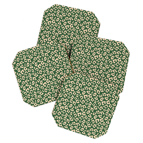 Avenie BR Cheetah Print In Green Coaster Set