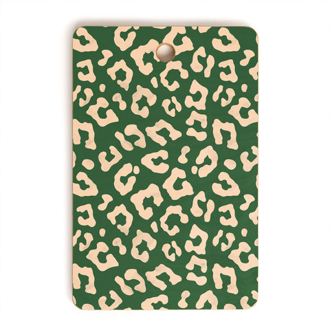 Avenie BR Cheetah Print In Green Cutting Board Rectangle