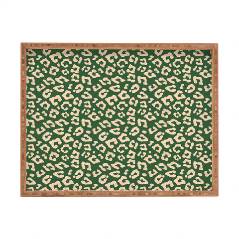 Avenie BR Cheetah Print In Green Rectangular Tray