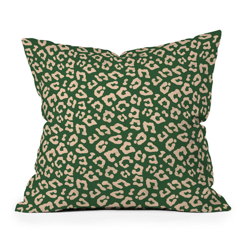 Avenie BR Cheetah Print In Green Outdoor Throw Pillow