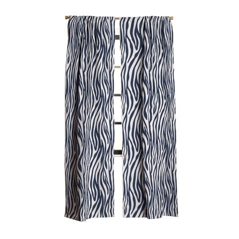Avenie BR Navy Tiger Stripes Blackout Window Curtain
