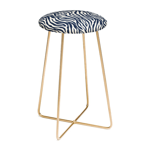 Avenie BR Navy Tiger Stripes Counter Stool