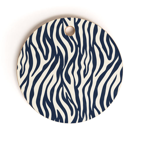 Avenie BR Navy Tiger Stripes Cutting Board Round