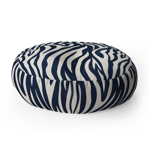 Avenie BR Navy Tiger Stripes Floor Pillow Round