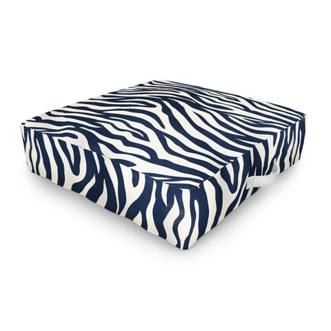 Avenie BR Navy Tiger Stripes Outdoor Floor Cushion