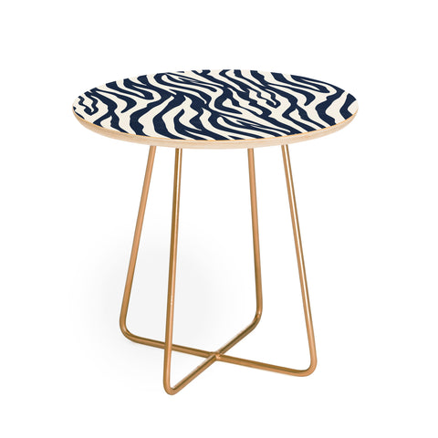 Avenie BR Navy Tiger Stripes Round Side Table