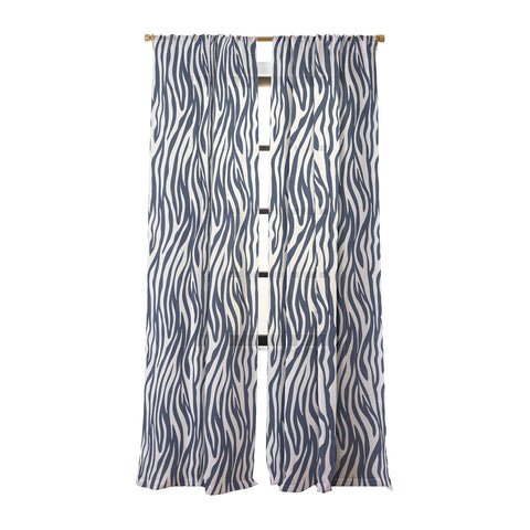 Avenie BR Navy Tiger Stripes Sheer Window Curtain