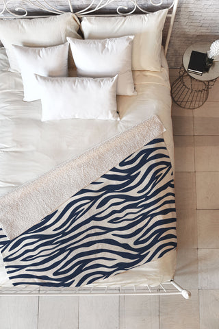Avenie BR Navy Tiger Stripes Fleece Throw Blanket