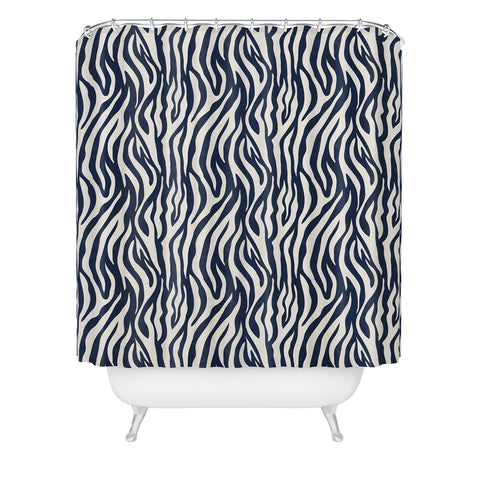 Avenie BR Navy Tiger Stripes Shower Curtain