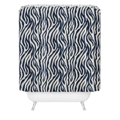 Avenie BR Navy Tiger Stripes Shower Curtain