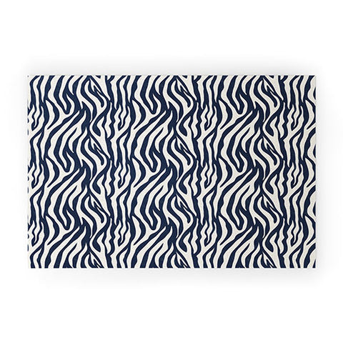Avenie BR Navy Tiger Stripes Welcome Mat