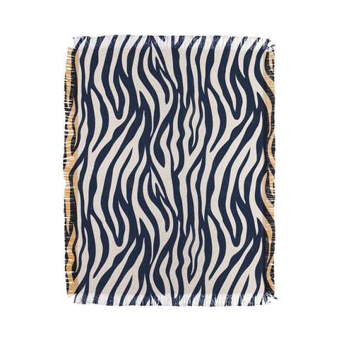 Avenie BR Navy Tiger Stripes Throw Blanket