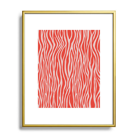 Avenie BR Red Zebra Stripe Metal Framed Art Print