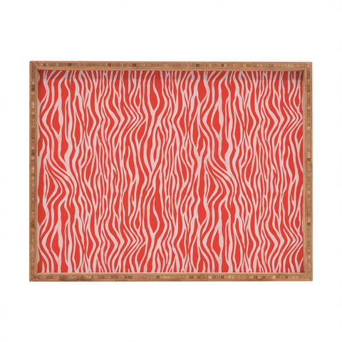 Avenie BR Red Zebra Stripe Rectangular Tray