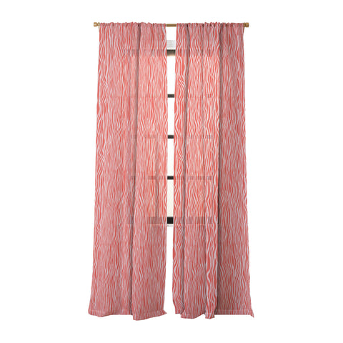 Avenie BR Red Zebra Stripe Sheer Window Curtain