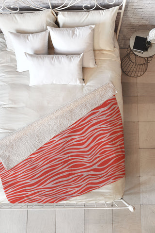 Avenie BR Red Zebra Stripe Fleece Throw Blanket