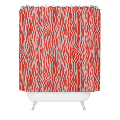 Avenie BR Red Zebra Stripe Shower Curtain