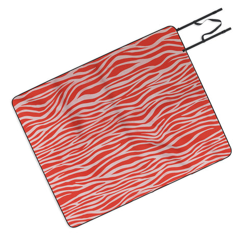 Avenie BR Red Zebra Stripe Picnic Blanket