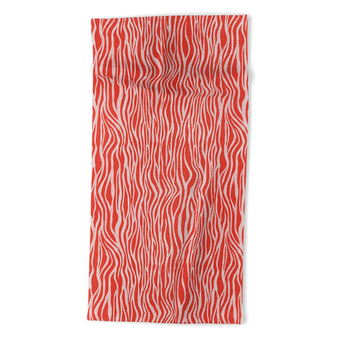 Avenie BR Red Zebra Stripe Beach Towel