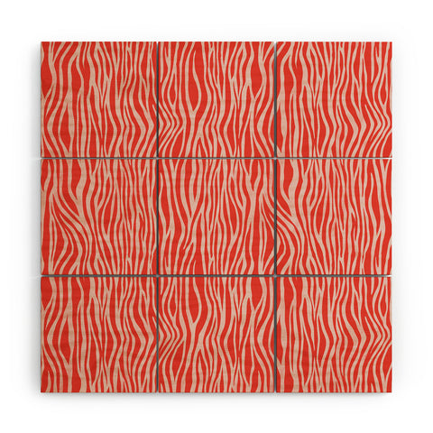 Avenie BR Red Zebra Stripe Wood Wall Mural