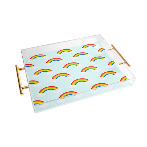 Avenie Bright Rainbow Pattern Acrylic Tray
