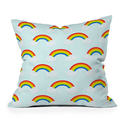 Avenie Bright Rainbow Pattern Outdoor Throw Pillow