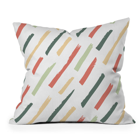 Avenie Brush Strokes Colorful Outdoor Throw Pillow