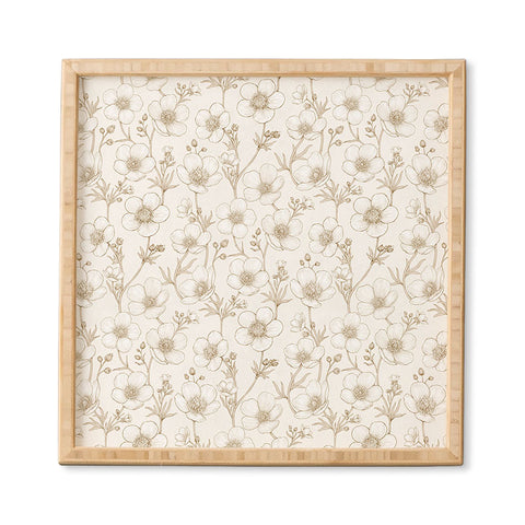 Avenie Buttercup Flowers In Cream Framed Wall Art