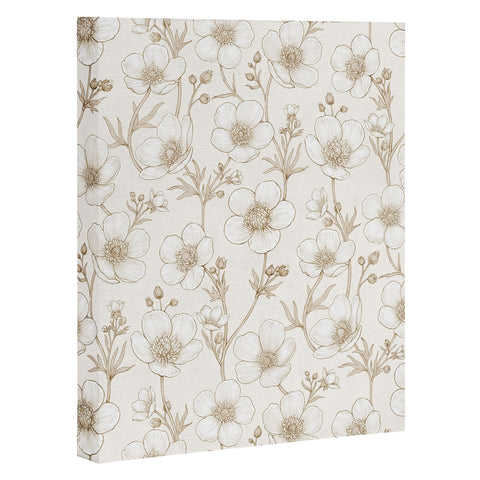 Avenie Buttercup Flowers In Cream Art Canvas
