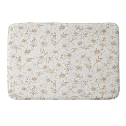 Avenie Buttercup Flowers In Cream Memory Foam Bath Mat