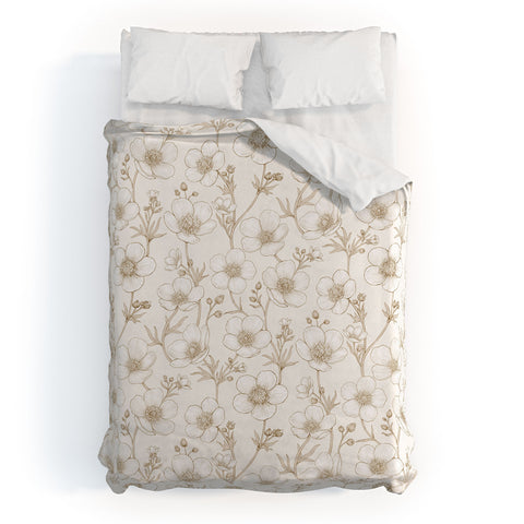 Avenie Buttercup Flowers In Cream Duvet Cover